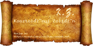 Kosztolányi Zoltán névjegykártya
